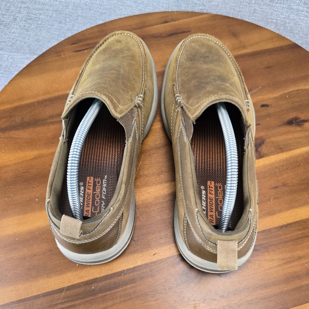 Skechers Mens Relaxed Fit Slip On Loafers 64858EWW Dark Taupe Leather Size 9 - Picture 11 of 14